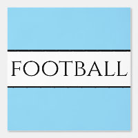 Fun FOOTBALL Text Light Blue Black White Stripes