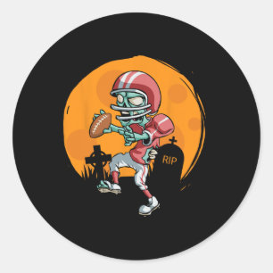 Fun Football Zombie Player Halloween Football Spor Classic Round Sticker