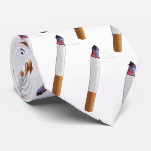 Fun for chain-smoker! Cigarette with white backgr Tie