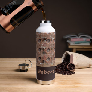 FUN FOR MEN - BROWN RUSTY METAL LOOK  WATER BOTTLE