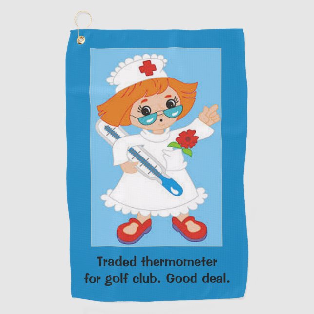 Fun for Retired Nurse who loves to Golf Golf Towel (Front)