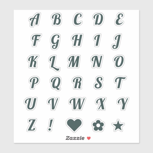 Fun Forest Green Alphabet Initial Monogram Letters (Sheet)