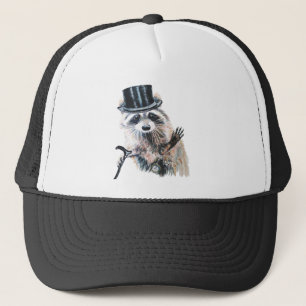 Fun Formally Dressed Racoon Animal Watercolor Art Trucker Hat