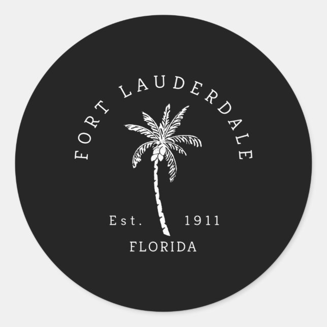 Fun Fort Lauderdale Fl Beach Novelty Palm Tree Classic Round Sticker (Front)