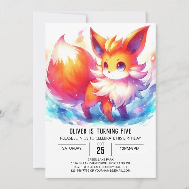 Fun Fox Birthday Invitation (Front)