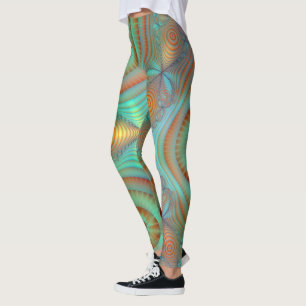 Fun Fractal Art Geometric Vibrant Colour Leggings