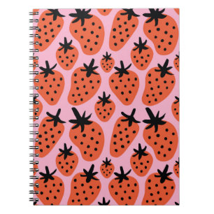 Fun freehand drawing strawberry seamless pattern d notebook