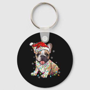 Fun French Bulldog Dog Tree Christmas Lights Xmas  Key Ring