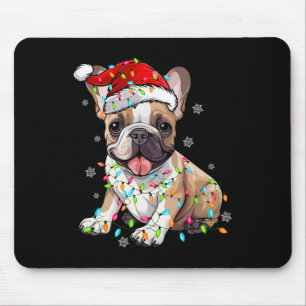 Fun French Bulldog Dog Tree Christmas Lights Xmas Mouse Pad