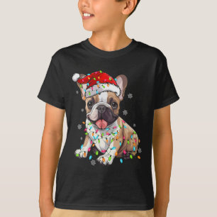 Fun French Bulldog Dog Tree Christmas Lights Xmas T-Shirt