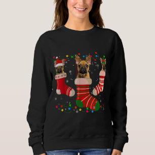 Fun French Bulldog Stocking Christmas Light Socks  Sweatshirt