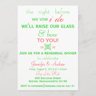 Fun, Fresh Rehearsal Dinner Invitation Mint Green