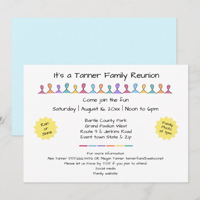 Fun Friends or Family Reunion Party Invitation (Front/Back)