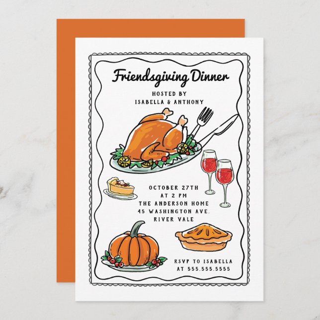 Fun Friendsgiving Dinner Invitation (Front/Back)