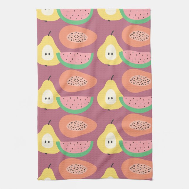 Fun Fruit Pattern Tea Towel (Vertical)