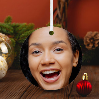 Fun Full Face Close Up Selfie Photo Christmas Metal Tree Decoration