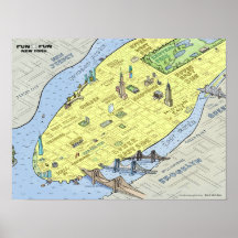 Fun Fun Map of New York City | Poster | Wall Print