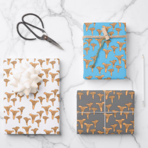 Fun Fungi Chanterelle Mushroom Pattern Gift  Wrapping Paper Sheet