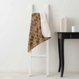 Fun Fungi Morel Mushroom Pattern Cosy Sherpa Blanket