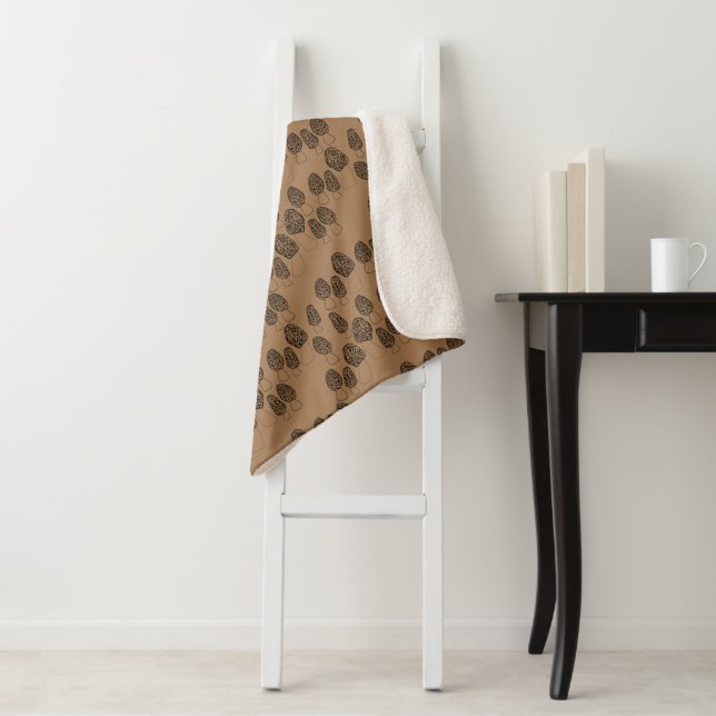 Fun Fungi Morel Mushroom Pattern Cosy Sherpa Blanket (In Situ)