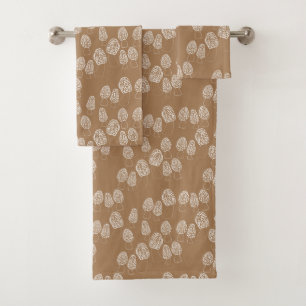 Fun Fungi Morel Mushrooms Pattern Bath Towel Set