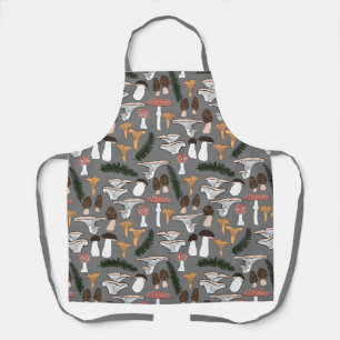 Fun Fungi Mushroom Fern Pattern  Apron