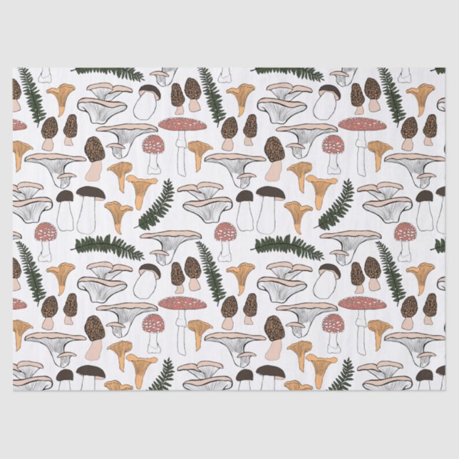 Fun Fungi Mushroom Fern Pattern Gift Tissue Paper (Front)