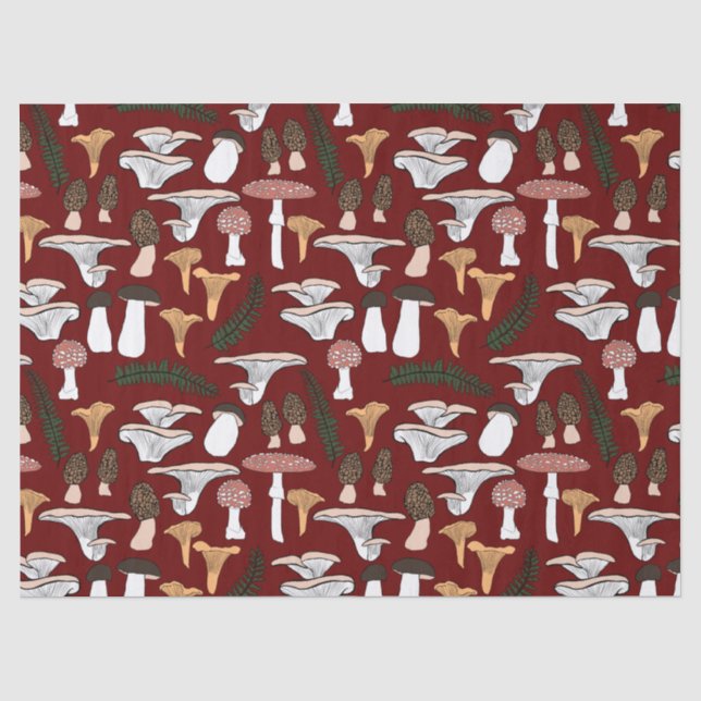 Fun Fungi Mushroom Fern Pattern Gift Tissue Paper (Front)
