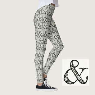 Fun Funky Black Ampersand Symbol Chic Grey Leggings