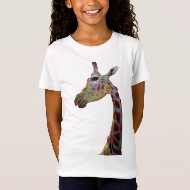 Fun funky colourful Giraffe  T-Shirt (Front)