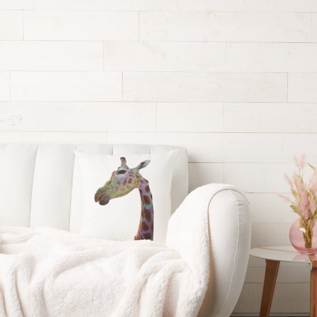 Fun funky colourful Giraffe  Throw Pillow (Couch)