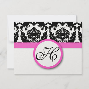 Fun & Funky Heart Damask Grape Trim RSVP Card