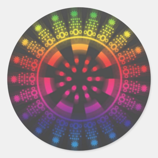 Fun Funky Psychedelic Circular Burst Sticker (Front)