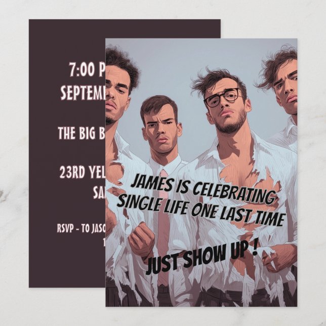 Fun Funny Bachelor Party Invitation (Front/Back)