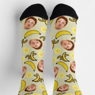 Fun & Funny Custome Yellow Banana Face Crew Sock