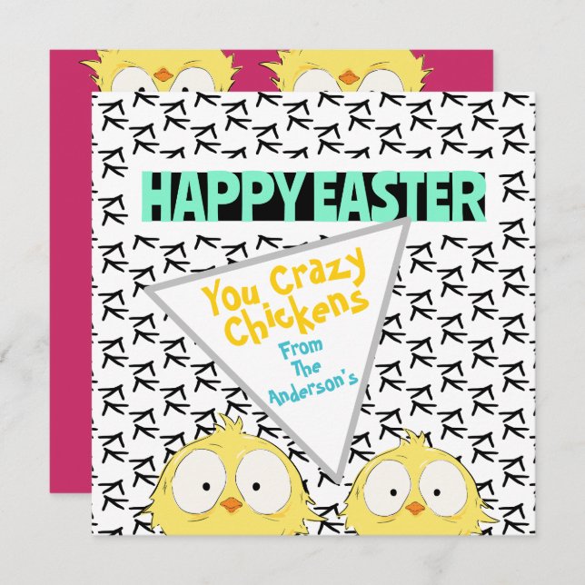 Fun Funny Cute “Happy Easter You Crazy Chickens” | Holiday Card (Front/Back)