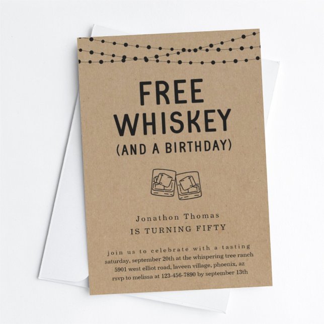 Fun Funny Free Whiskey Birthday Party Invitation (Creator Uploaded)
