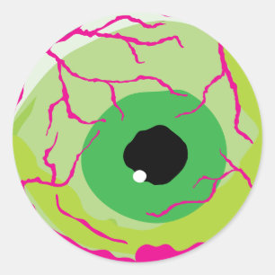 Fun Funny Halloween Scary Cute Zombie Eyeball Classic Round Sticker