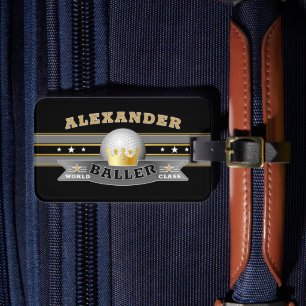 Fun Funny World Class Baller on BLACK Luggage Tag
