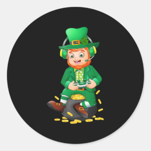 Fun Gamer St Patricks Day Video Game Kids Teen Boy Classic Round Sticker