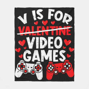 Fun Gamer Valentines Day Boys  Vis for Video Games Fleece Blanket