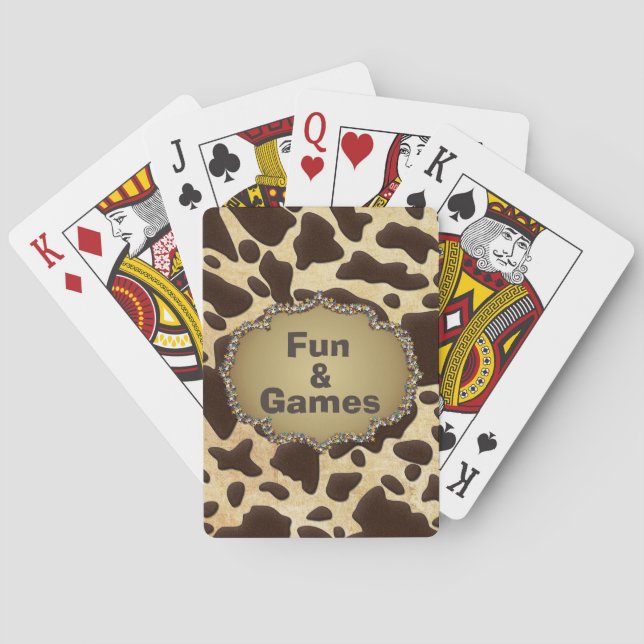 Fun & Games Brown & Gold Animal Print Playing Cards (Back)