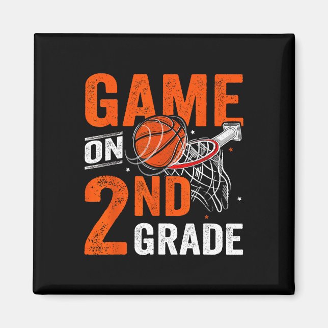 Fun Games On Second Grade Basketball First Day Of  Magnet (Front)