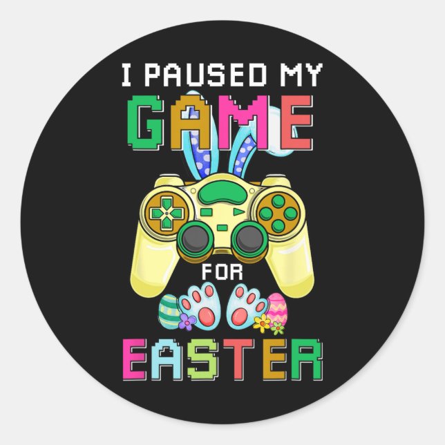 Fun Gaming Bunny Gamer Egg Easter Day Boys Kids Me Classic Round Sticker (Front)