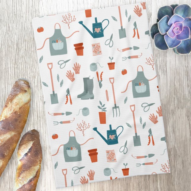 Fun Gardening Tea Towel (Gardening themed fun kitchen tea towel)