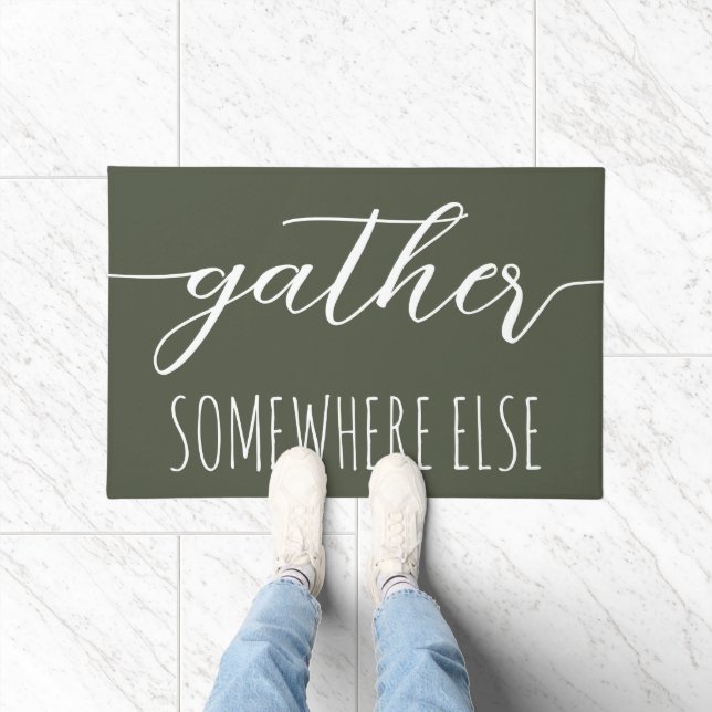 Fun Gather Somewhere Else Green Introvert  Doormat (Indoor)