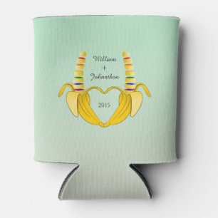Fun Gay Banana Heart Wedding Favour Can Cooler