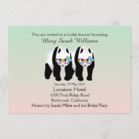 Fun Gay Pandas Bear Bridal Shower Invitation