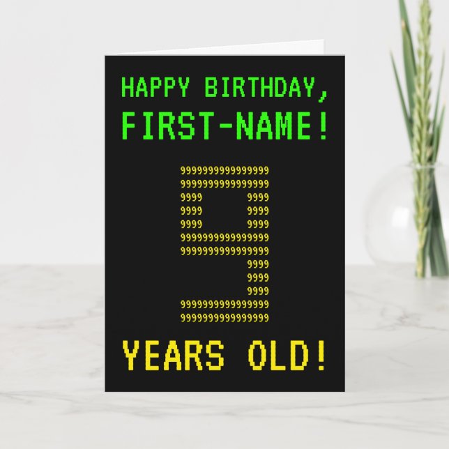 Fun, Geeky, Nerdy "9 YEARS OLD!" Birthday Card (Front)