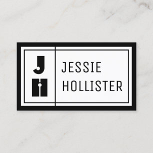 Fun Geometric Initials & Name w/ Black Border Business Card